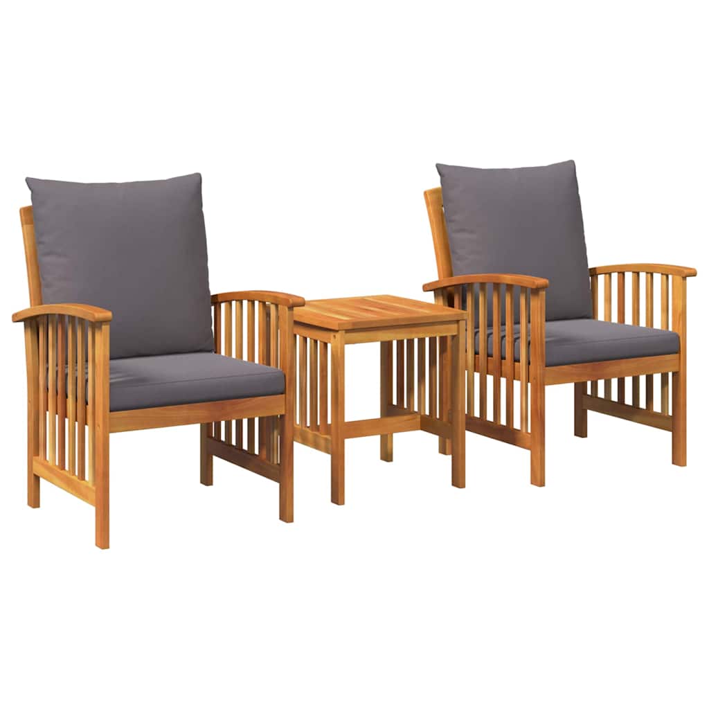 Garden Sofa Set with Cushion 3 pcs Brown Solid acacia wood