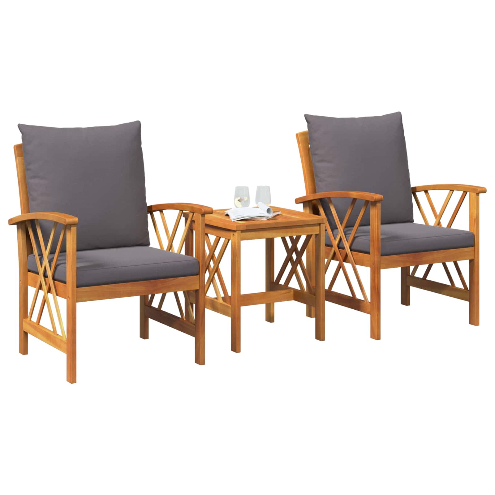 Garden Sofa Set 3 pcs Oil Natural Solid Acacia Wood