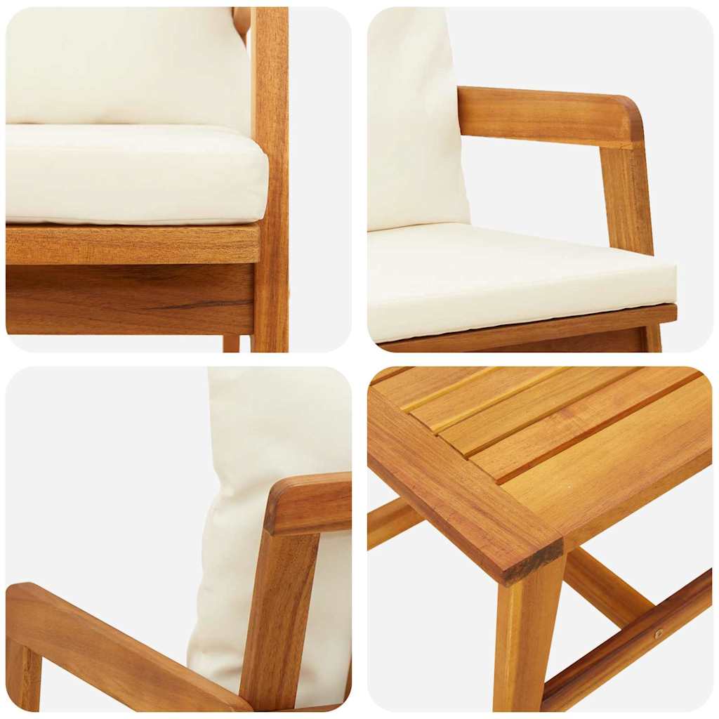 Bistro Set with Cushion 3 pcs Brown Solid Acacia Wood