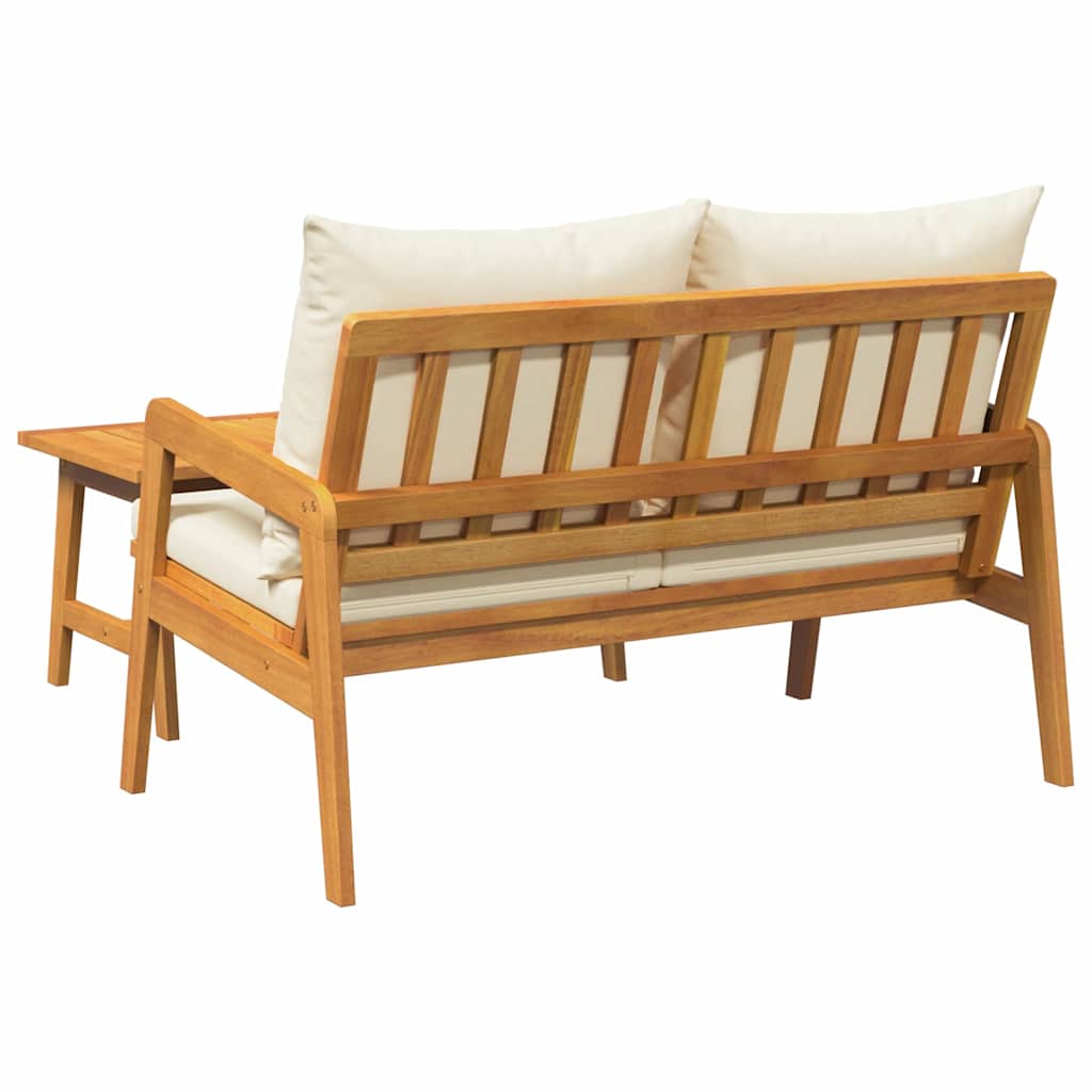 Bistro Set with Cushion 2 pcs Oil Natural Solid Acacia Wood