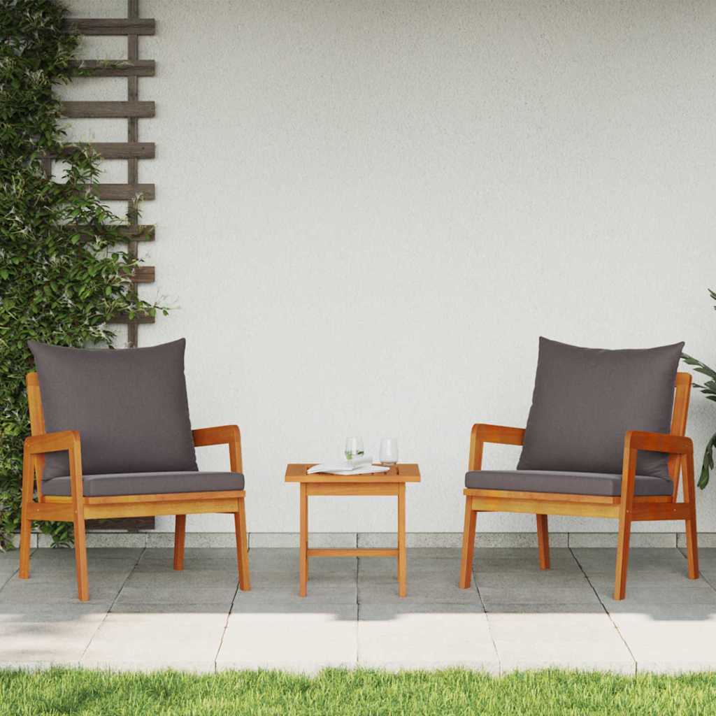 Bistro Set with Cushion 3 pcs Brown Solid Acacia Wood