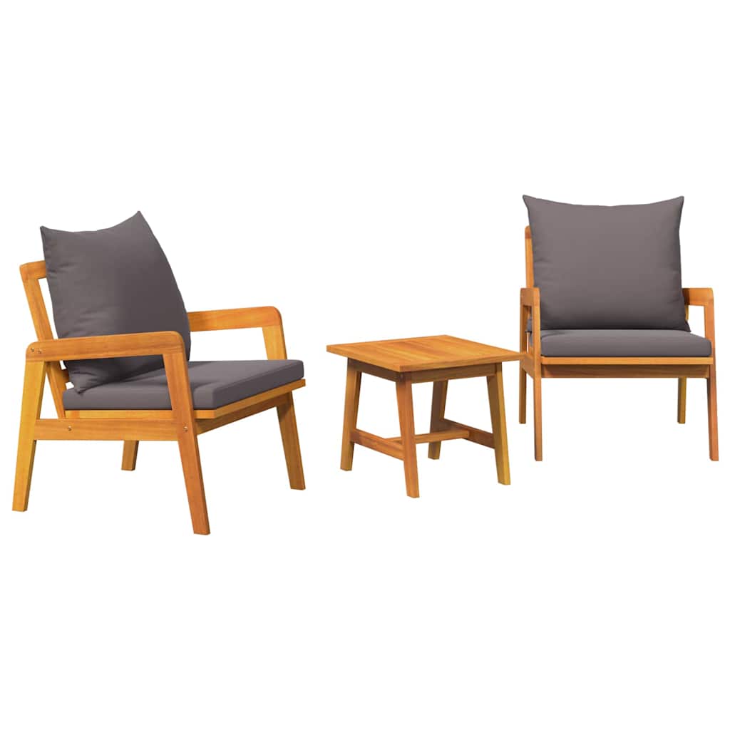 Bistro Set with Cushion 3 pcs Brown Solid Acacia Wood