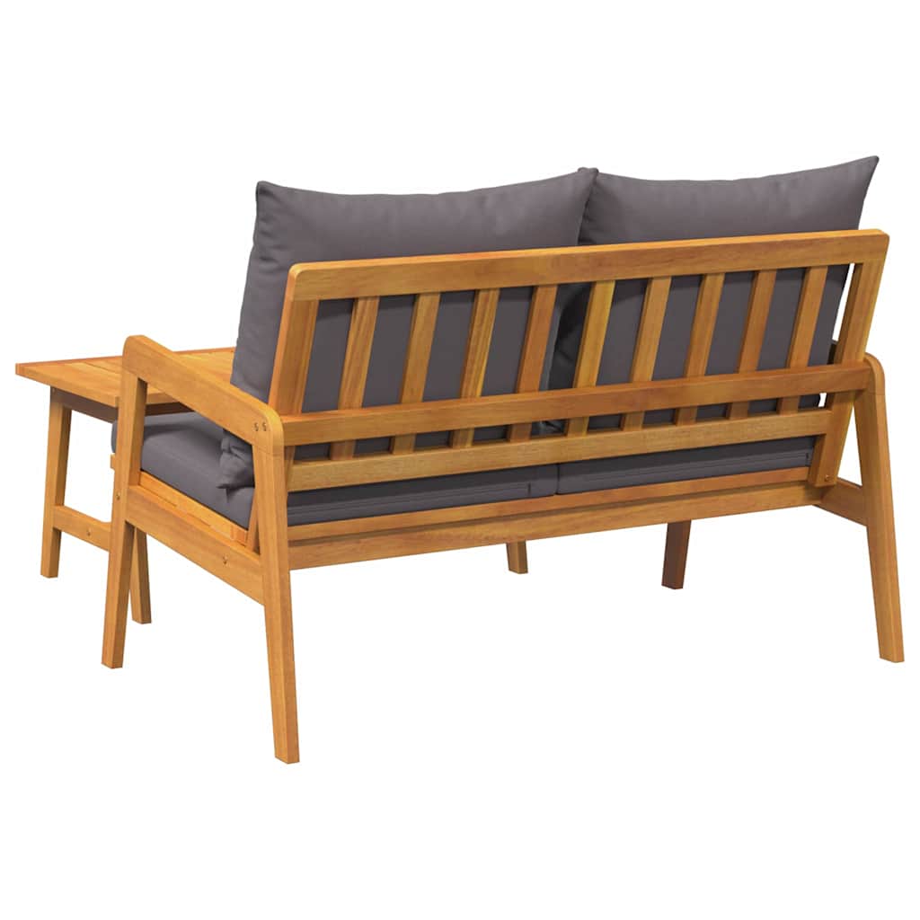 Bistro Set with Cushion 2 pcs Oil Natural Solid Acacia Wood