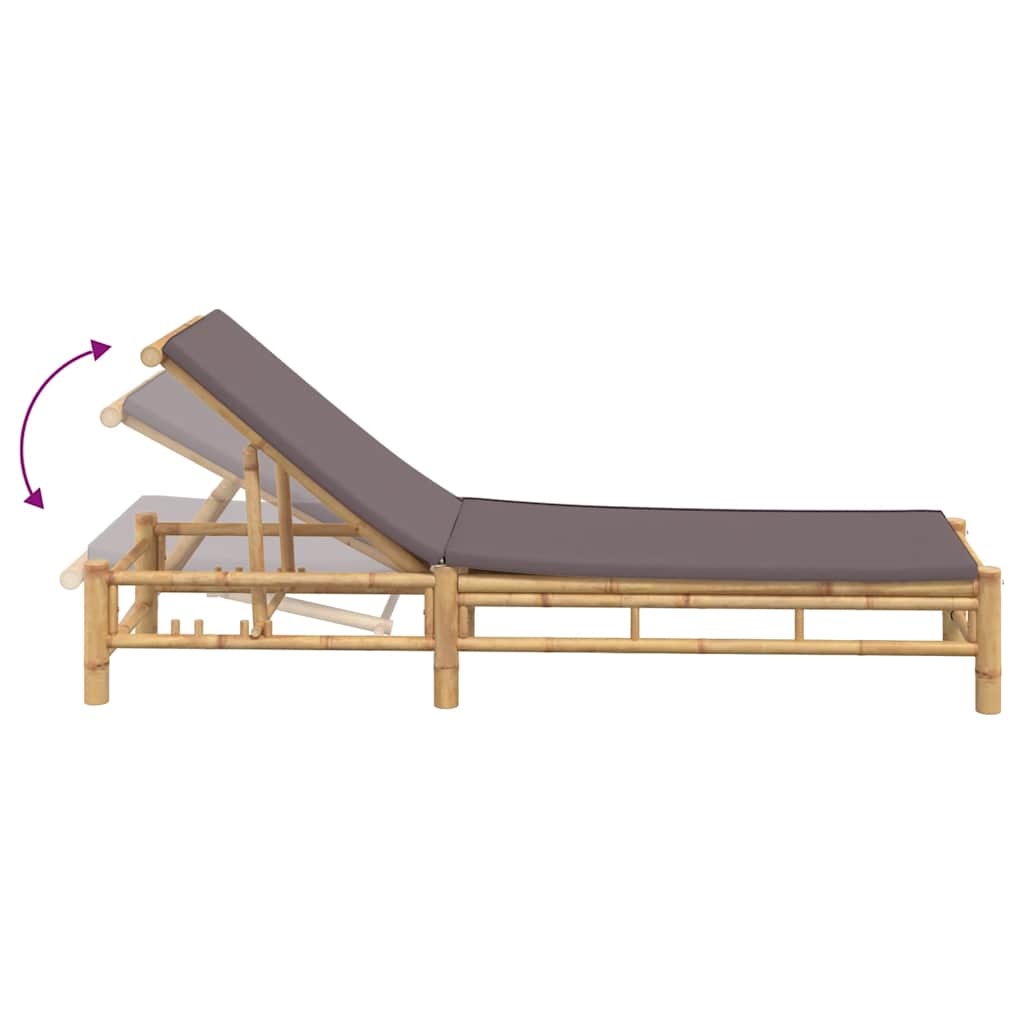 Sun Lounger with Cushions 55x199x30 cm Bamboo