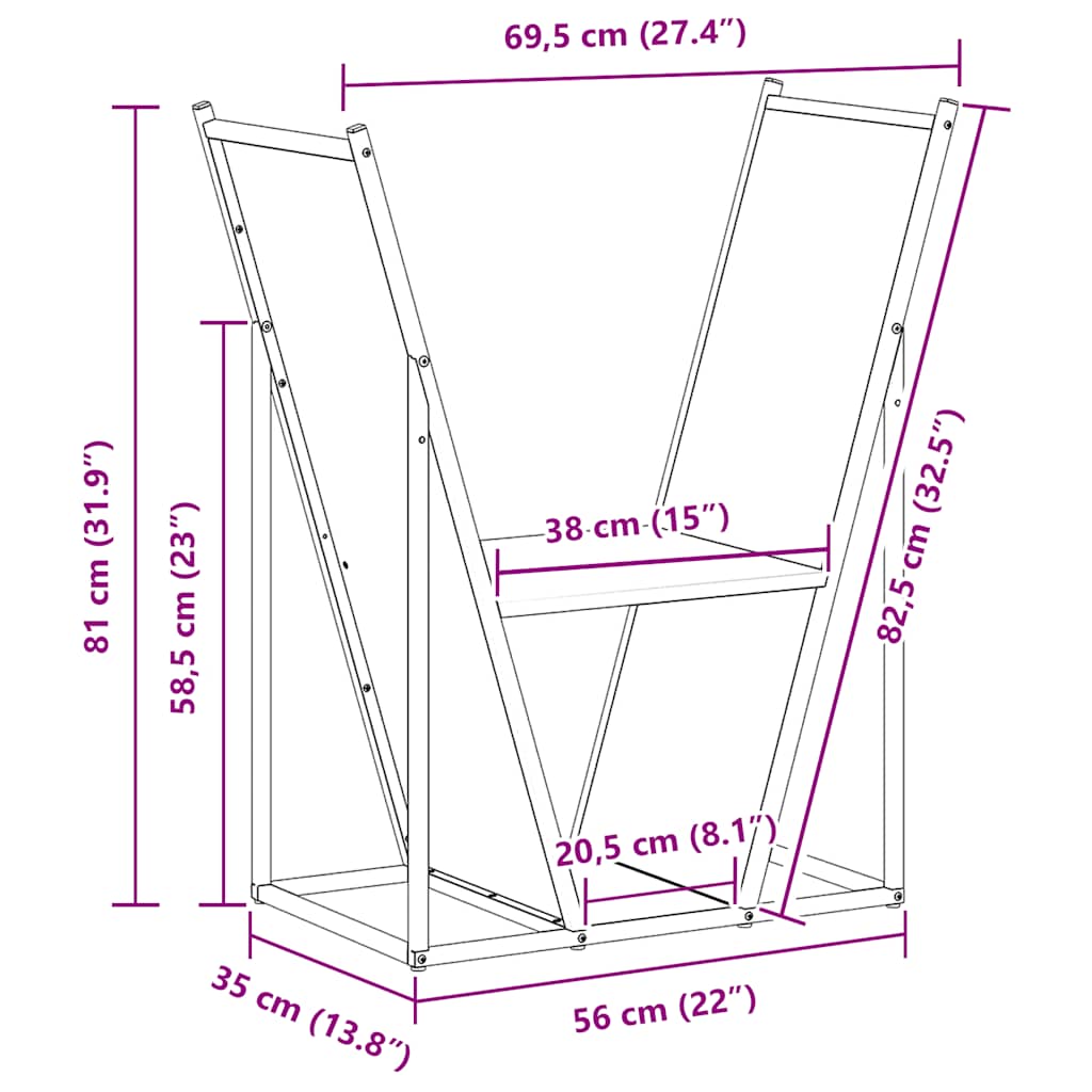 Firewood Rack Black 69.5x35x81 cm Cold-rolled steel
