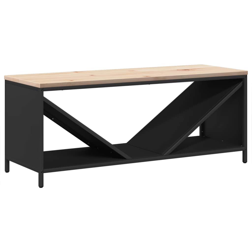 Firewood Rack with Wooden Top Black 100.5x35.5x40 cm