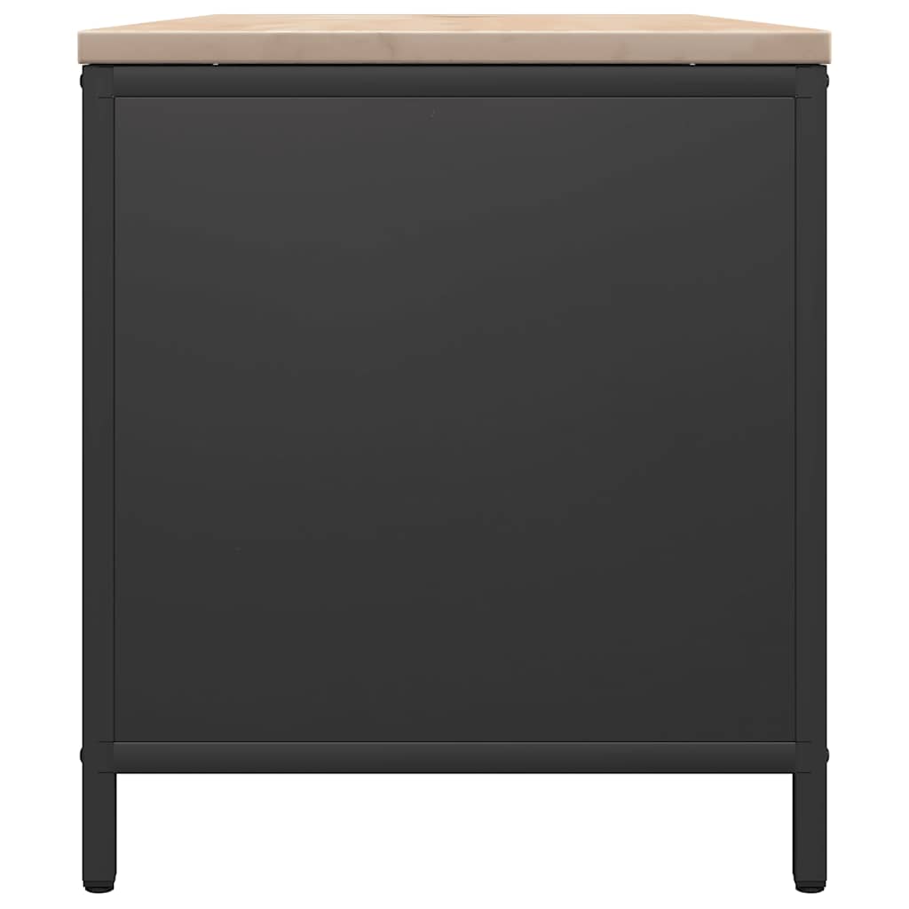 Firewood Rack with Wooden Top Black 100.5x35.5x40 cm