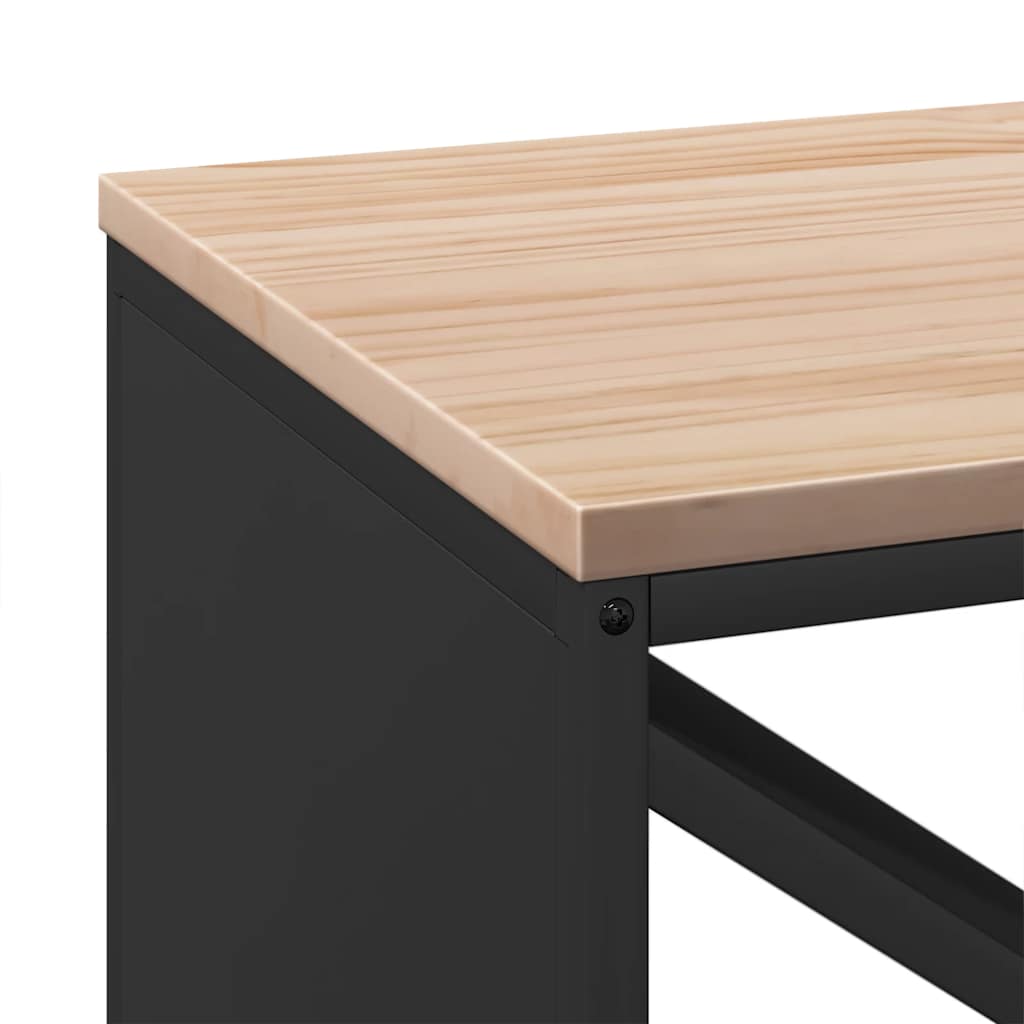 Firewood Rack with Wooden Top Black 100.5x35.5x40 cm