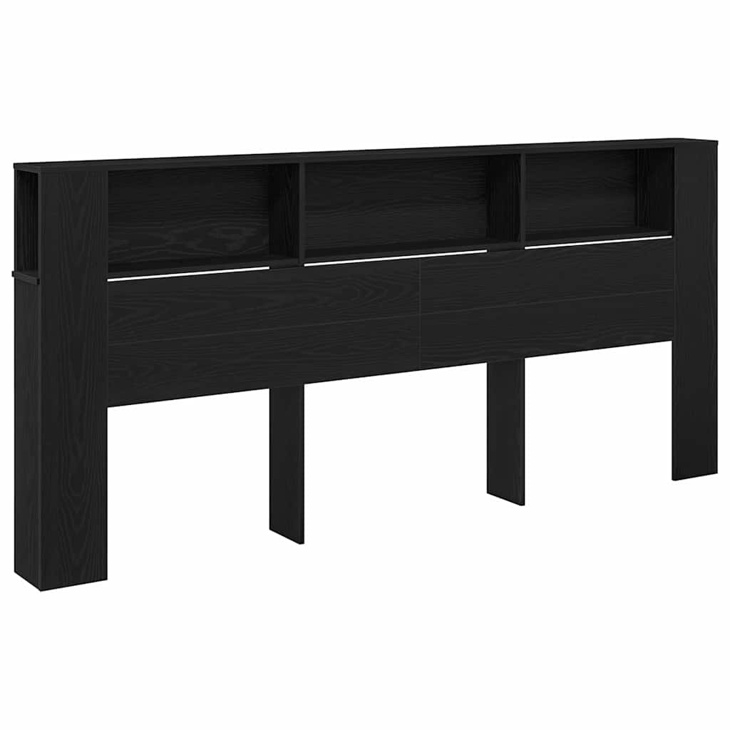 Headboard Cabinet with Shelf Black Oak 220 x 18.5 x 102.5 cm