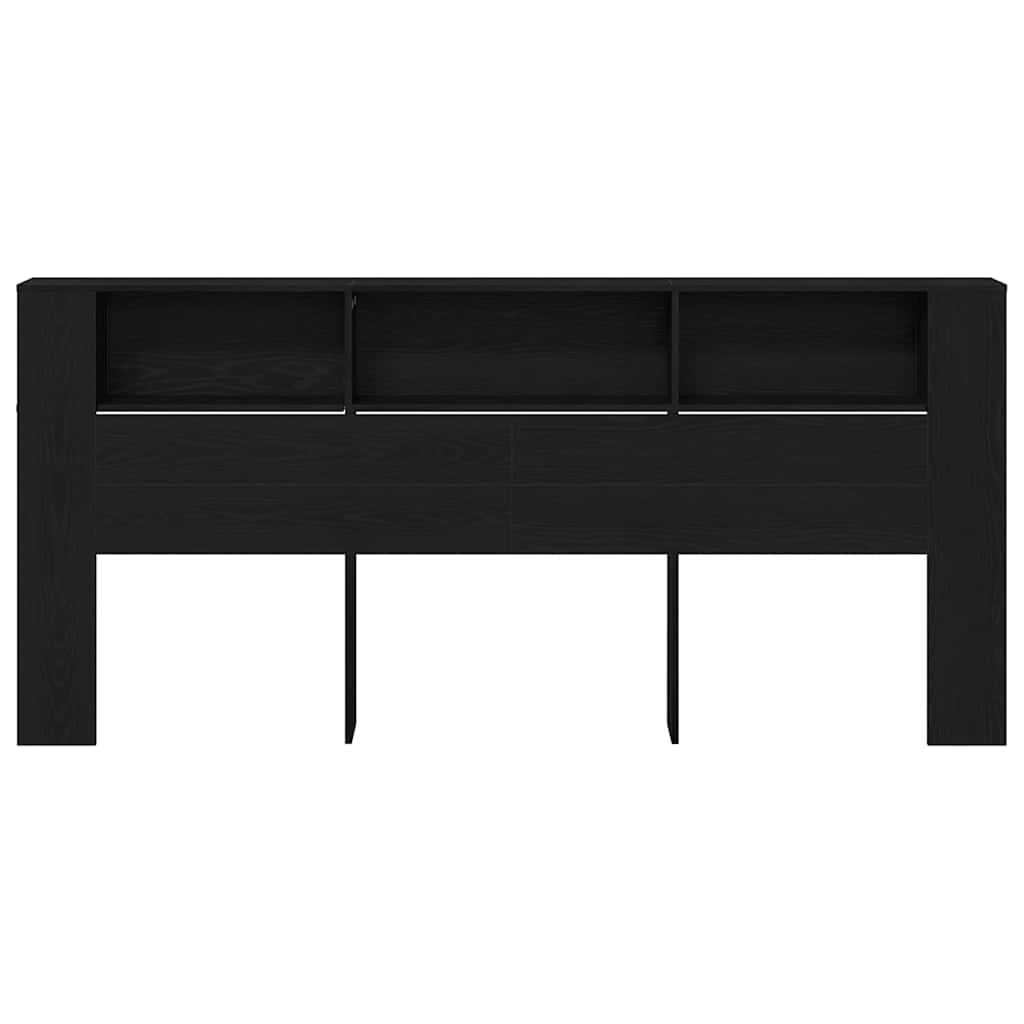 Headboard Cabinet with Shelf Black Oak 220 x 18.5 x 102.5 cm