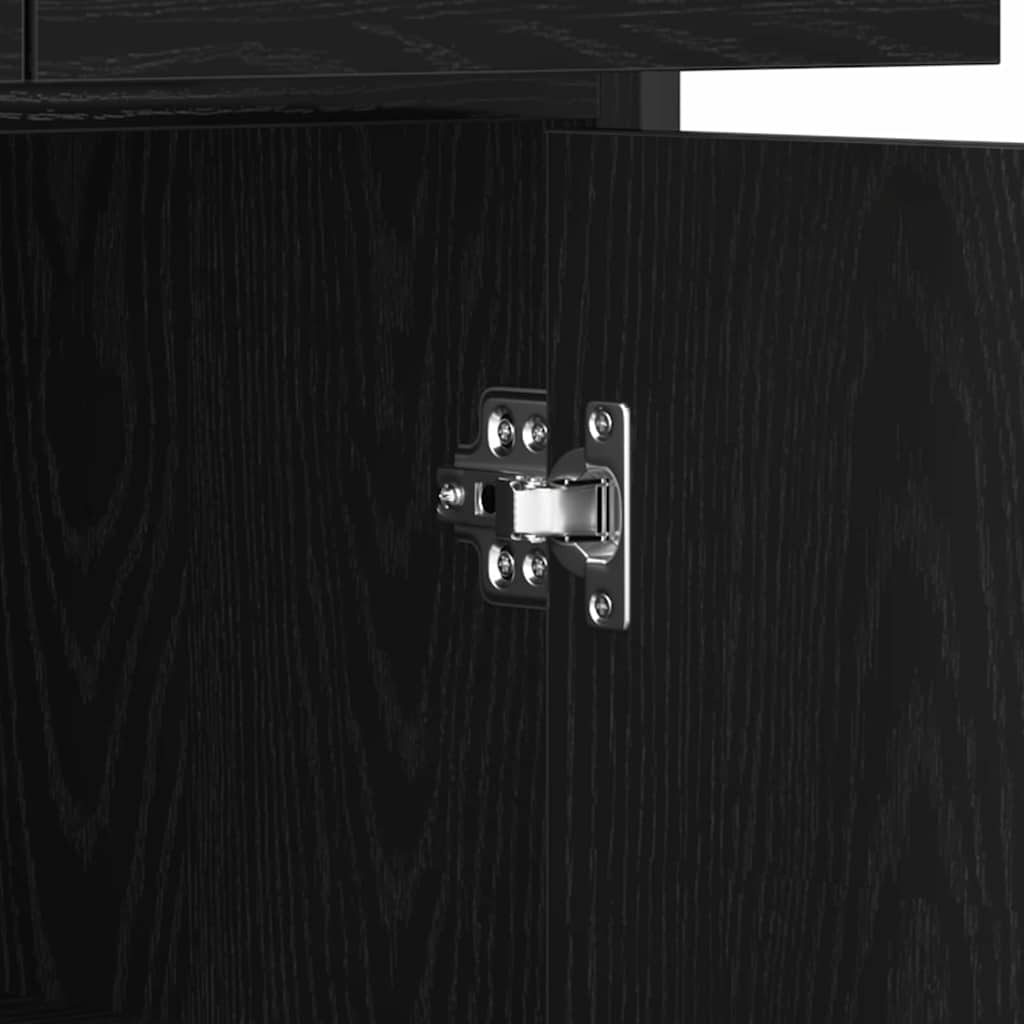 Sideboard with Drawer Black Oak 70 x 30 x 80 cm Engineered Wood