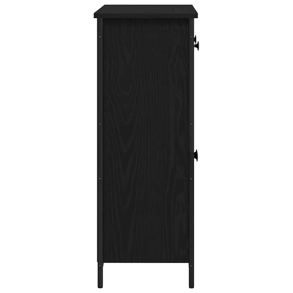 Sideboard with Drawer Black oak 70 x 30 x 80 cm Engineered wood