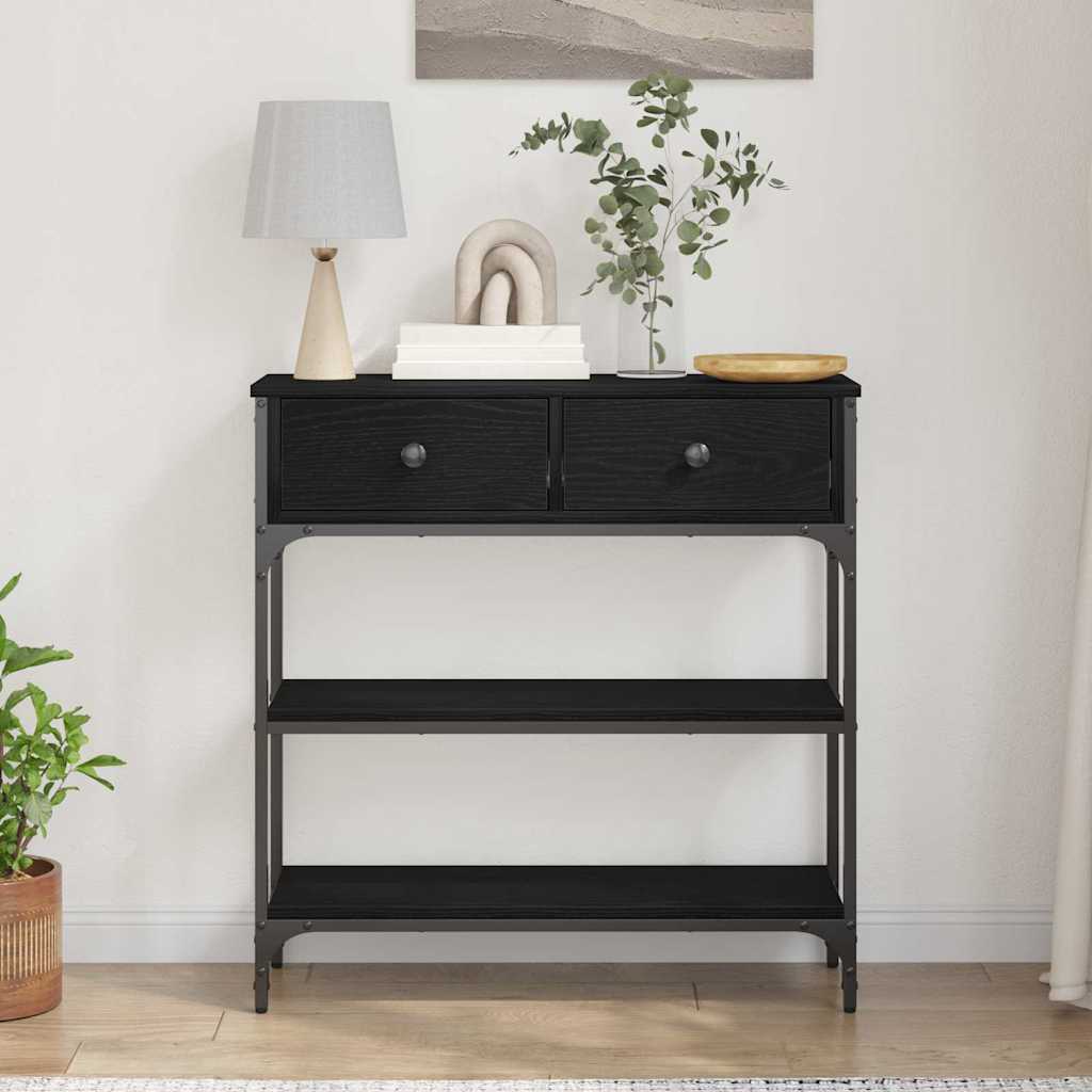 Console Table Black Oak 72.5 x 25 x 75 cm Engineered Wood
