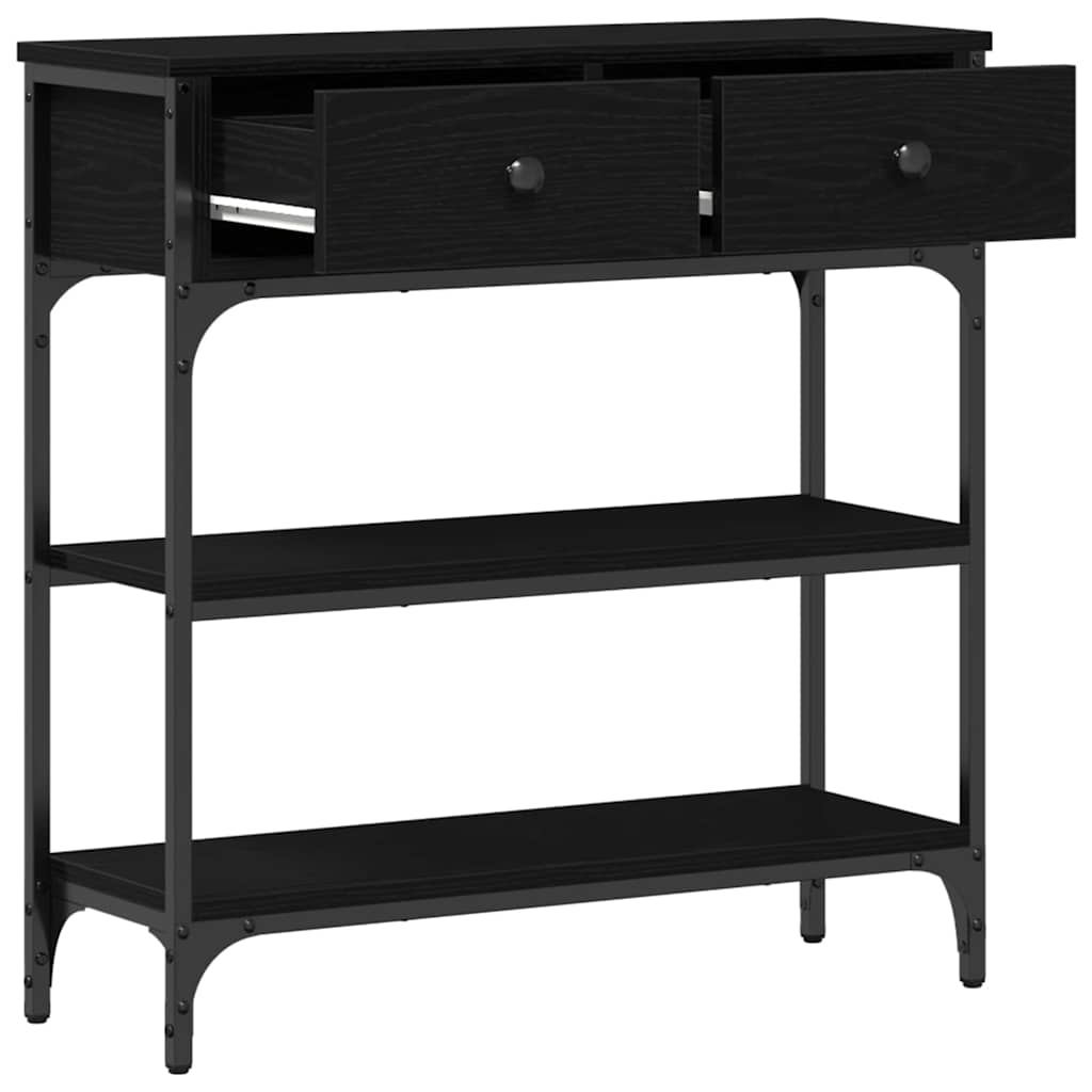 Console Table Black Oak 72.5 x 25 x 75 cm Engineered Wood