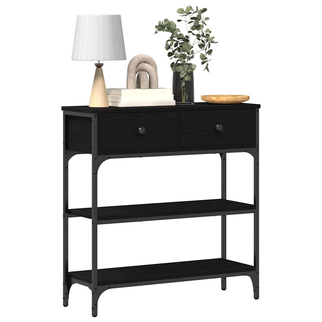 Console Table Black Oak 72.5 x 25 x 75 cm Engineered Wood