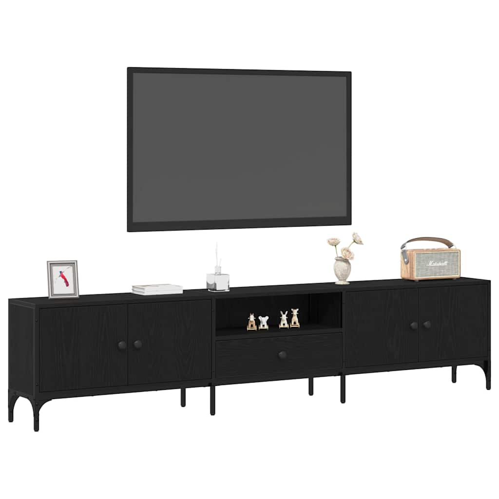 TV Cabinet Black oak 200 x 25 x 44 cm Engineered wood
