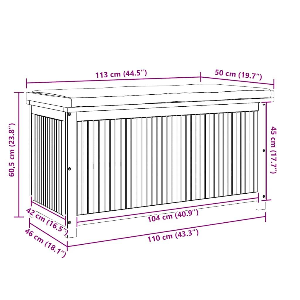 Outdoor Cushion Box 113x50x60.5 cm Solid Wood Acacia