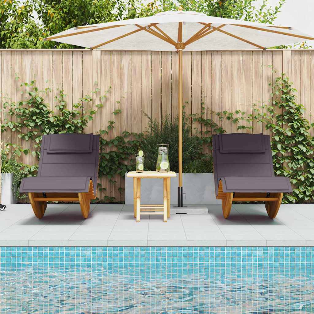 Sun Lounger 2 pcs Solid Acacia Wood Brown