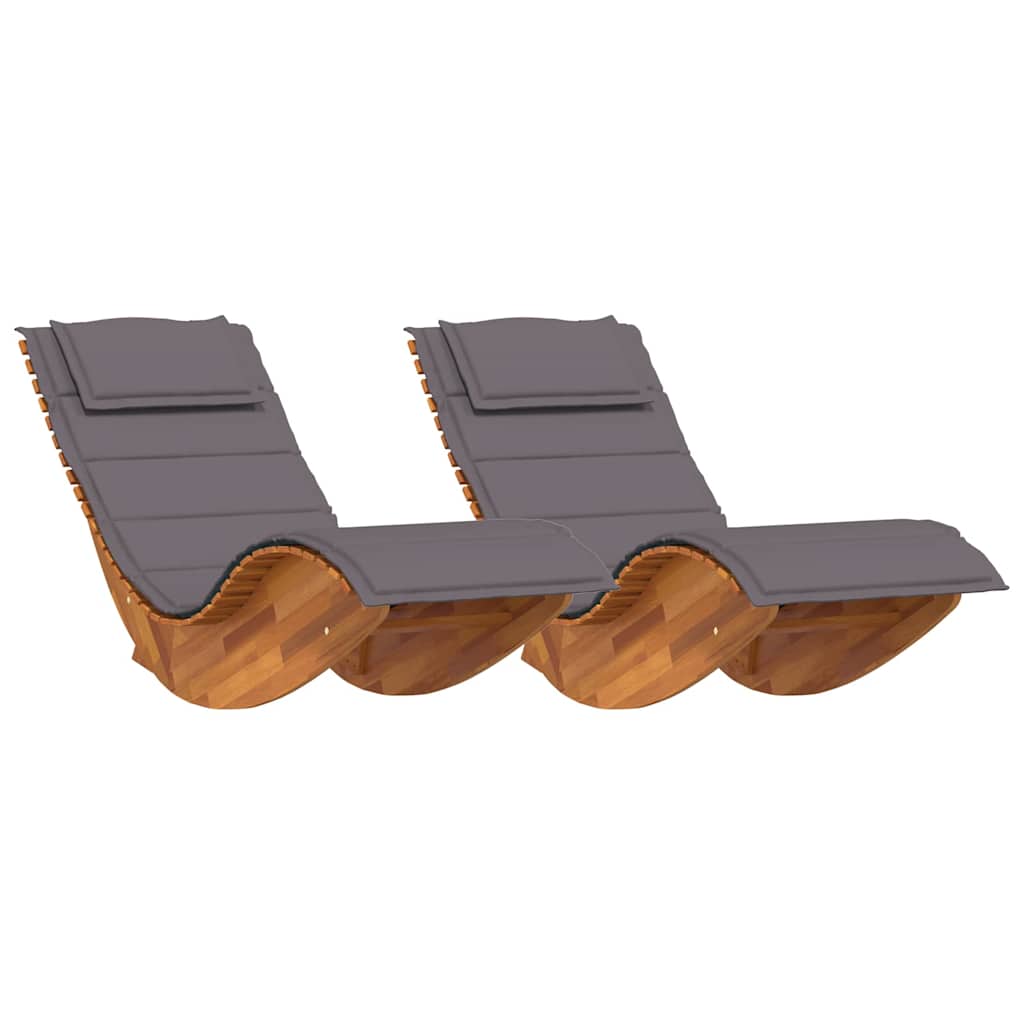 Sun Lounger 2 pcs Solid Acacia Wood Brown