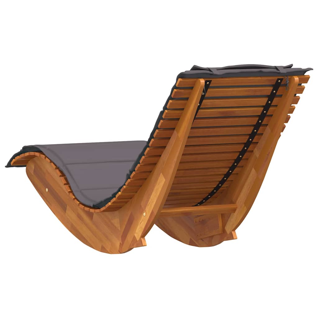 Sun Lounger with Cushion 2-person 2 pcs Brown Solid Acacia Wood