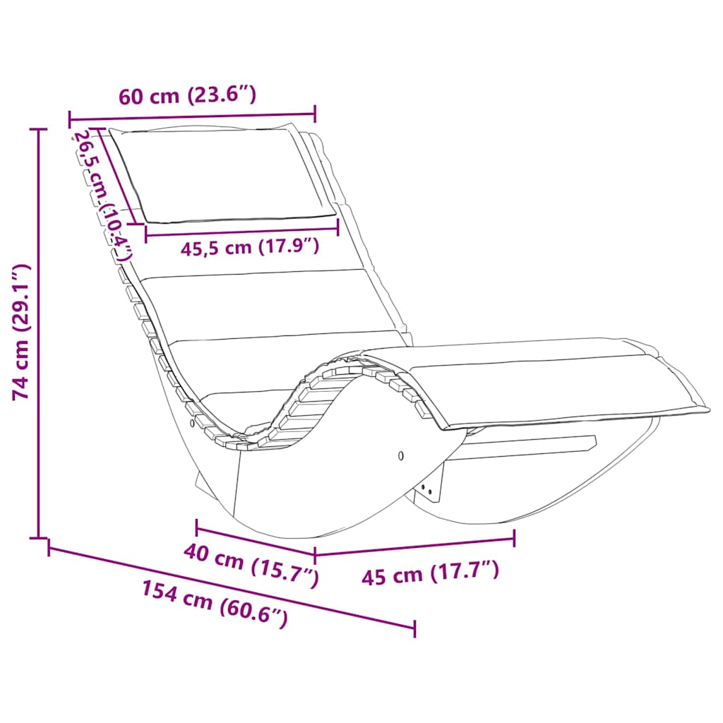 Sun Lounger 2 pcs Brown 60 x 154 x 74cm Solid Acacia wood