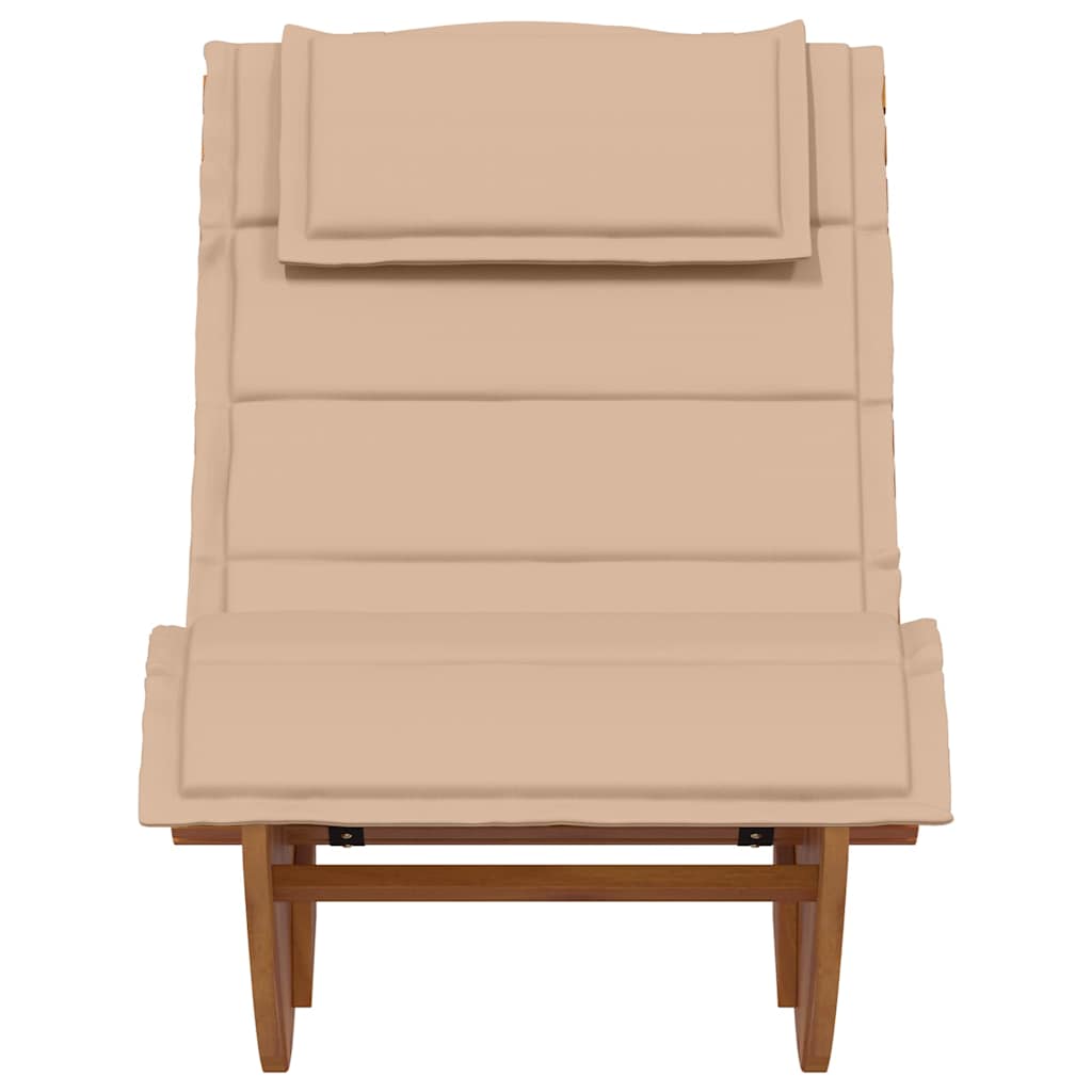 Sun Lounger with Cushion 2-person 2 pcs Brown Solid Acacia Wood