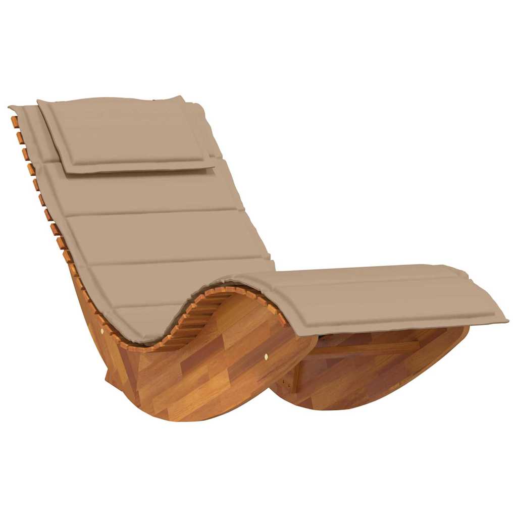 Sun Lounger with Cushion 2-person 2 pcs Brown Solid Acacia Wood