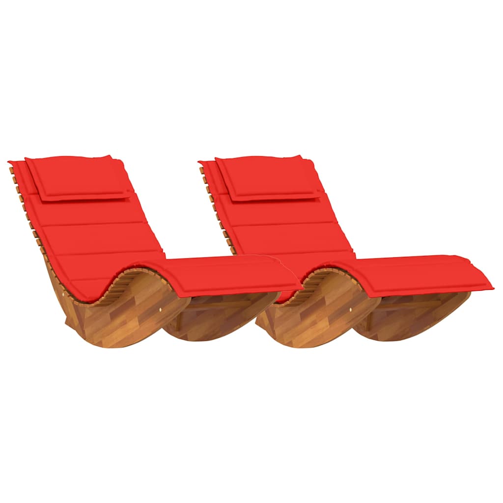 Sun Lounger 2 pcs Solid Acacia Wood Brown