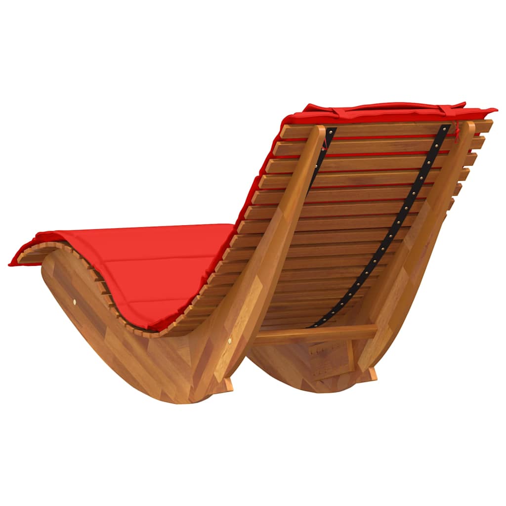 Sun Lounger with Cushion 2-person 2 pcs Brown Solid Acacia Wood