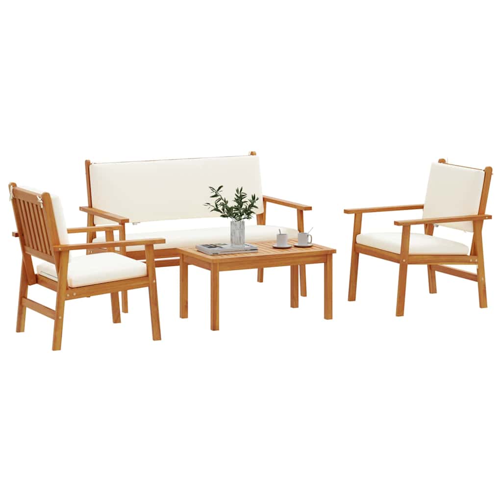 Garden Sofa Set 4 pcs 4-Seater Brown Solid Acacia Wood