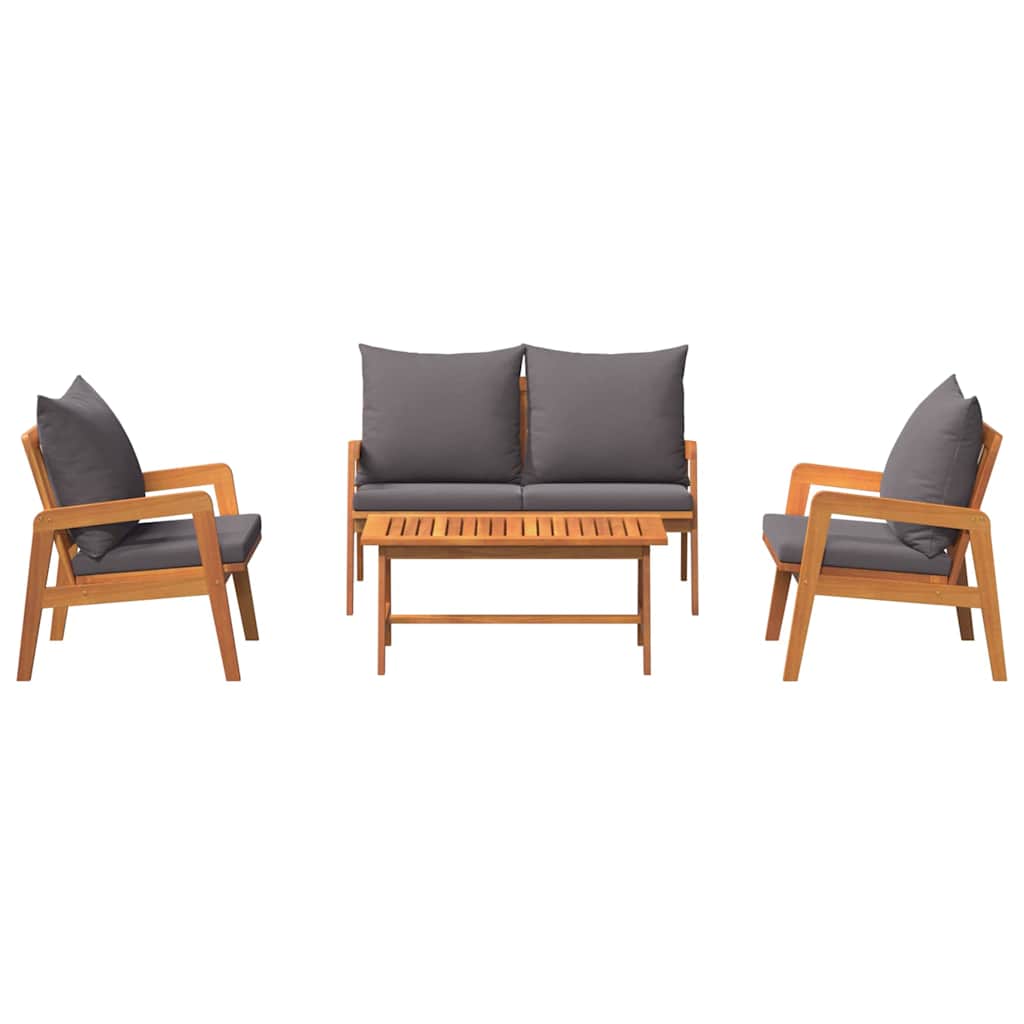 Bistro Set with Cushion 4 pcs Brown Solid Acacia Wood
