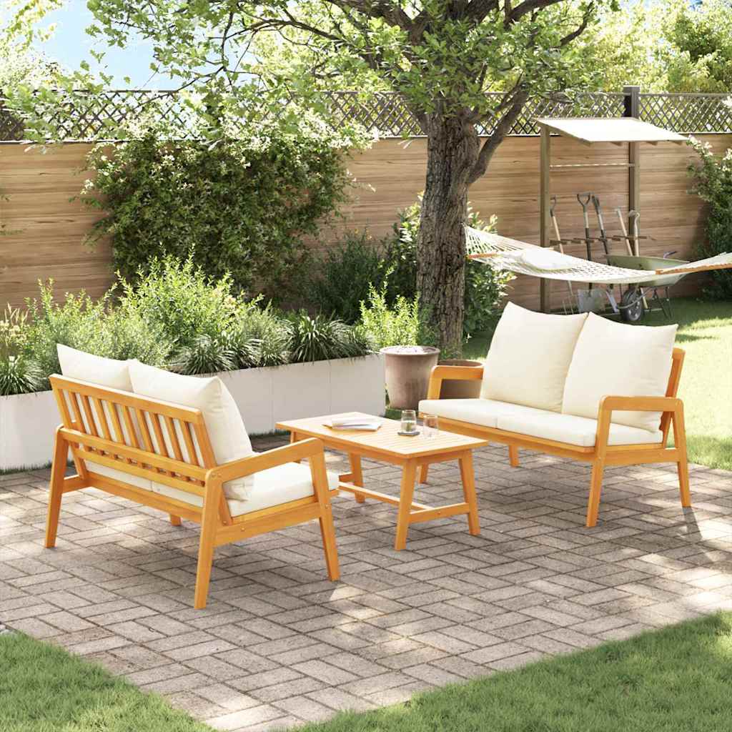 Bistro Set with Cushion 3 pcs Brown Solid Acacia Wood