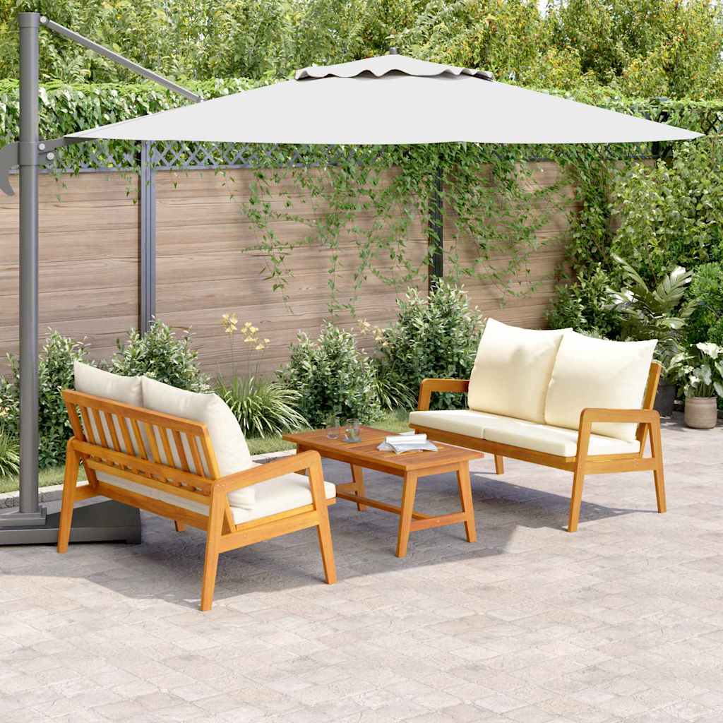 Bistro Set with Cushion 3 pcs Brown Solid Acacia Wood