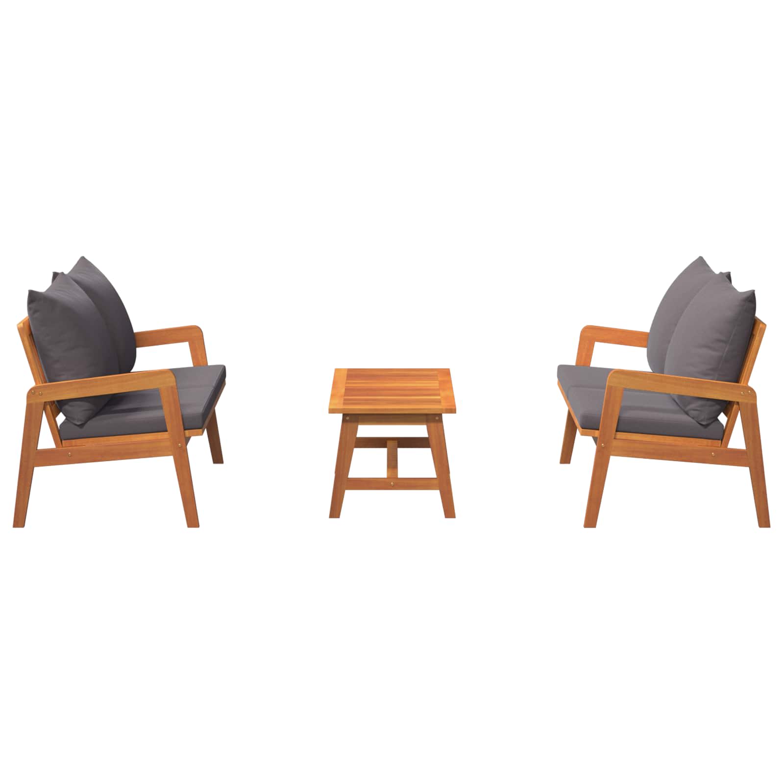 Bistro Set with Cushion 3 pcs Brown Solid Acacia Wood