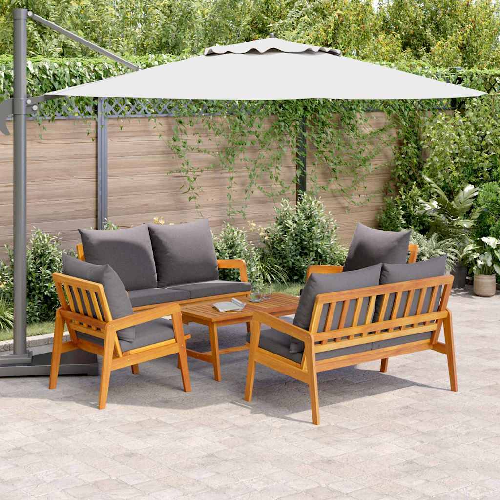 Bistro Set with Cushion 5 pcs Brown Solid Acacia Wood
