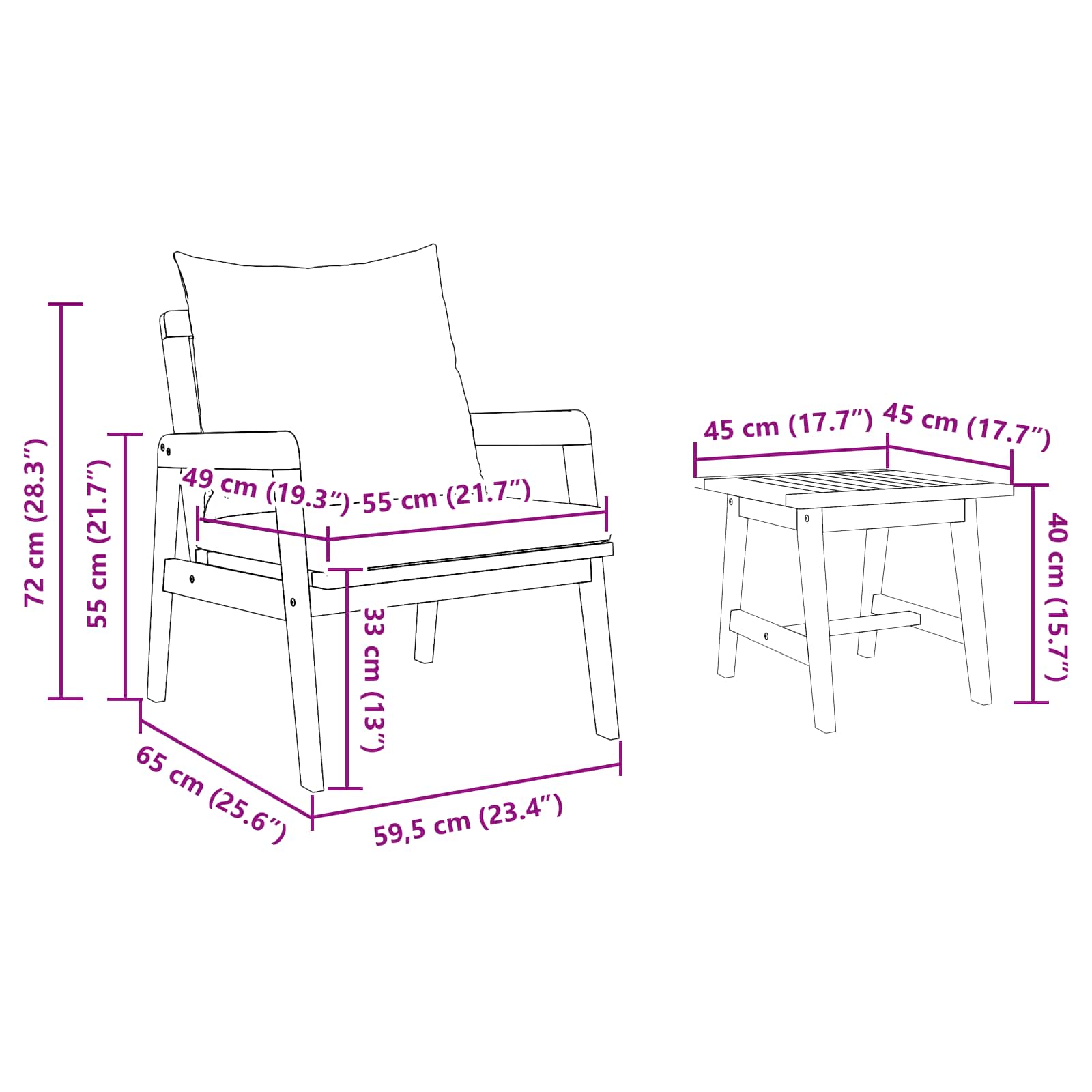Bistro Set with Cushion 5 pcs Brown Solid Acacia Wood
