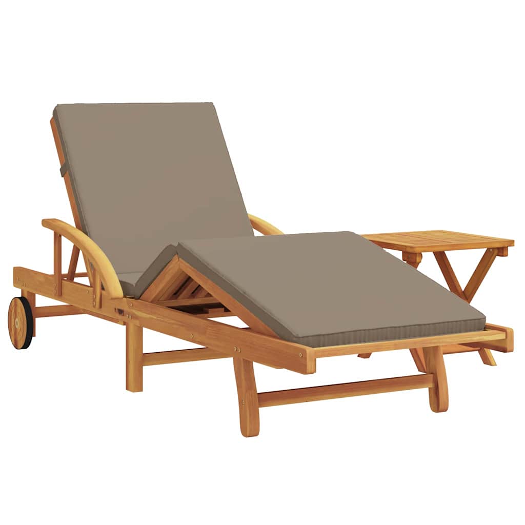 Sun Lounger 2 pcs Solid Acacia Wood Taupe