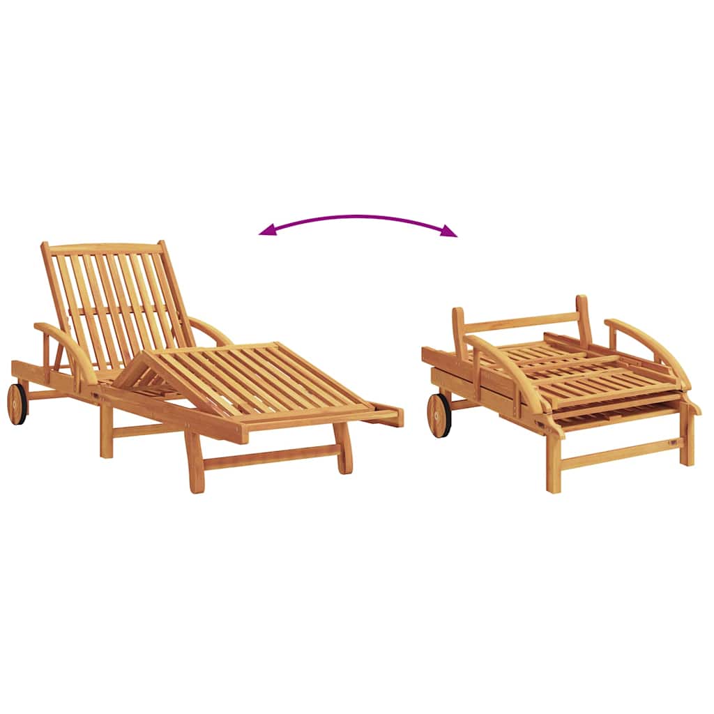 Sun Lounger 3 pcs Solid Acacia Wood Beige