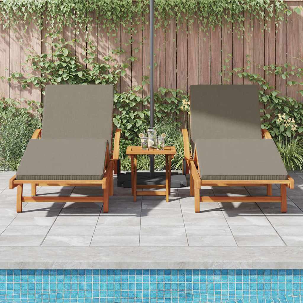 Sun Lounger 3 pcs Solid Acacia Wood Taupe