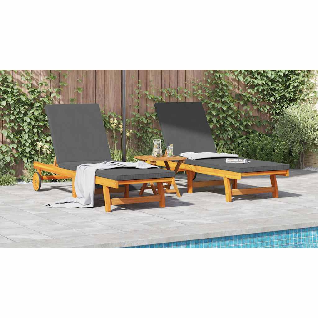 Sun Lounger 2 pcs Brown 65 x 199 x 84 cm Solid Acacia Wood