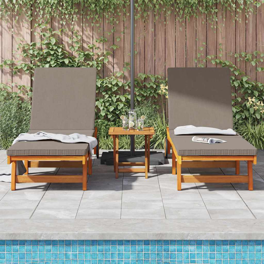 Sun Lounger 3 pcs Solid Acacia Wood Brown