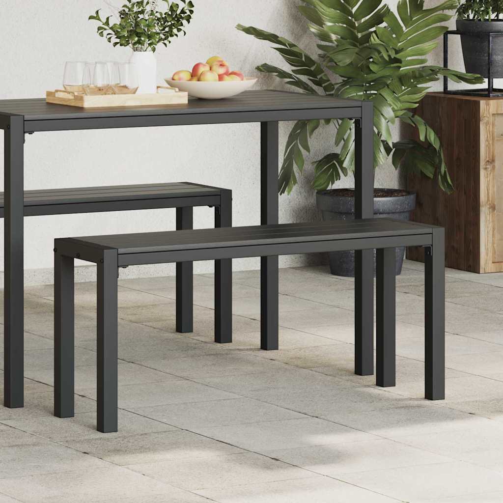 Garden Bench Black 100 x 28 x 45cm Steel