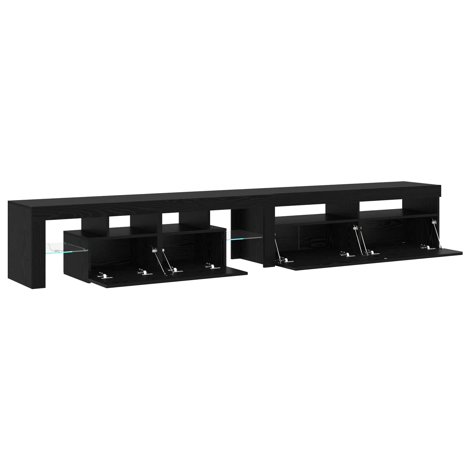 TV Cabinet 2 pcs Black Oak 260 x 37 x 40 cm Engineered Wood