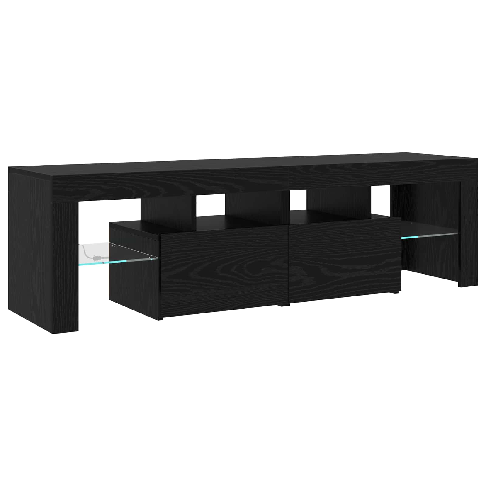 TV Cabinet 2 pcs Black Oak 260 x 37 x 40 cm Engineered Wood