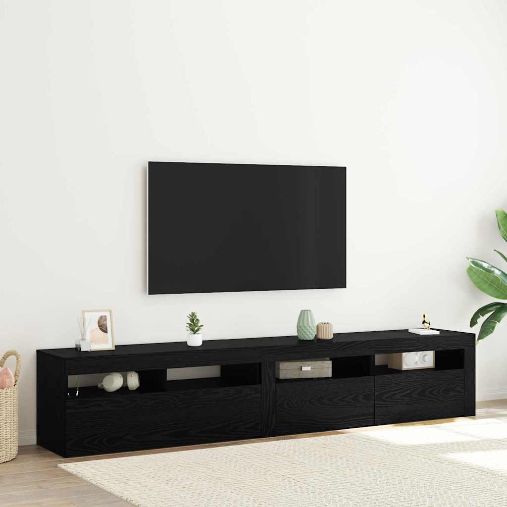 TV Cabinet 2 pcs Black Oak 210 x 35 x 40 cm Engineered Wood