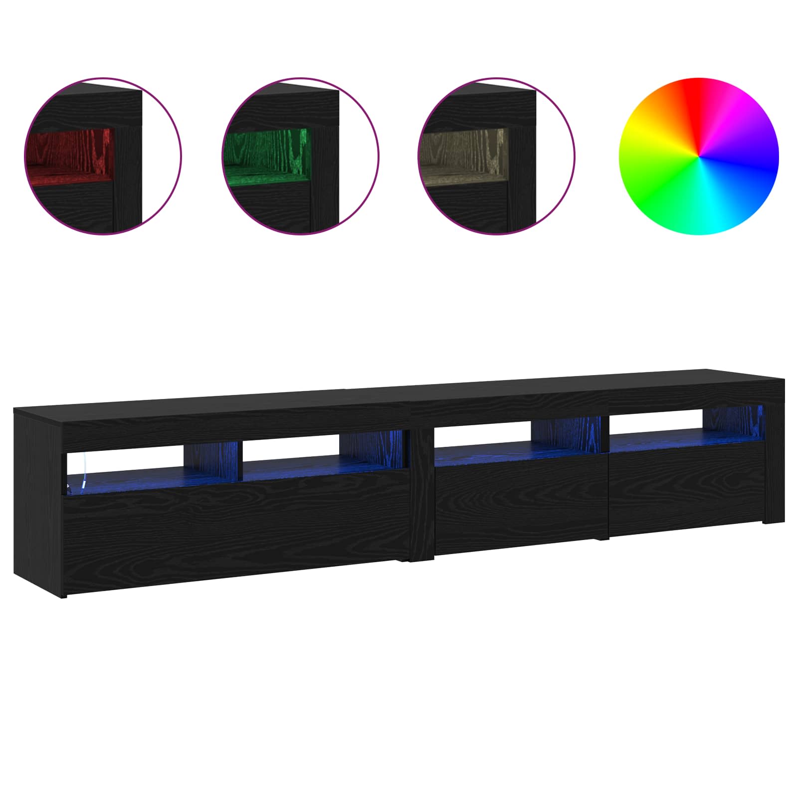 TV Cabinet 2 pcs Black Oak 210 x 35 x 40 cm Engineered Wood