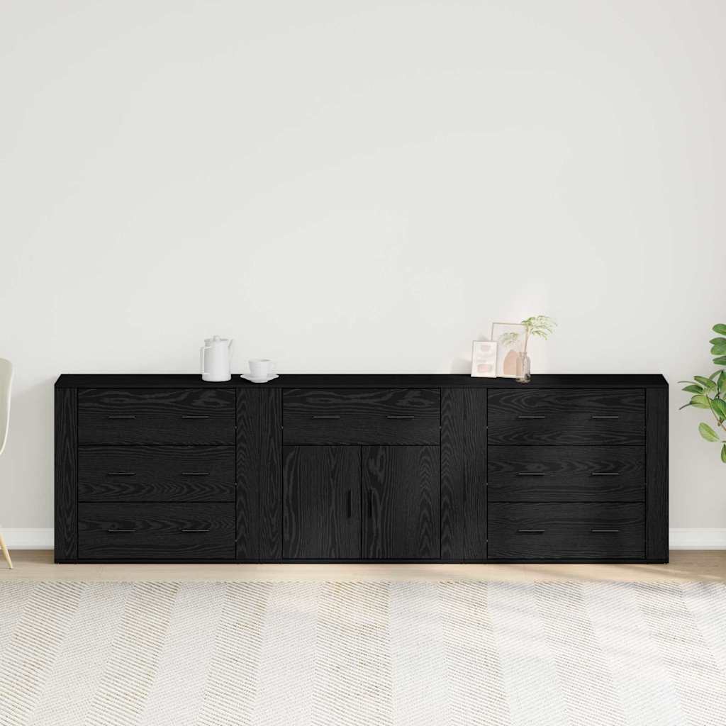 Sideboard Black Oak 240 x 33 x 70 cm Engineered Wood