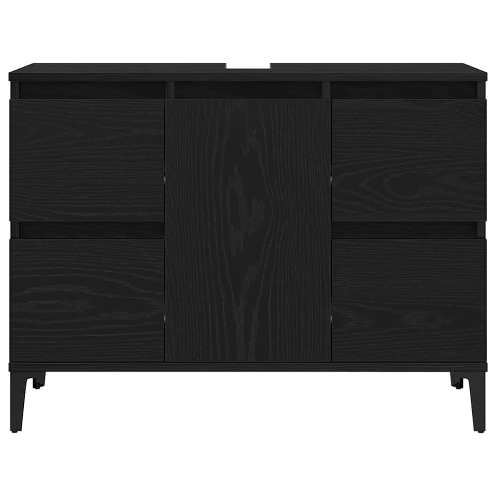 Bathroom Furniture Set 3 pcs Black Oak