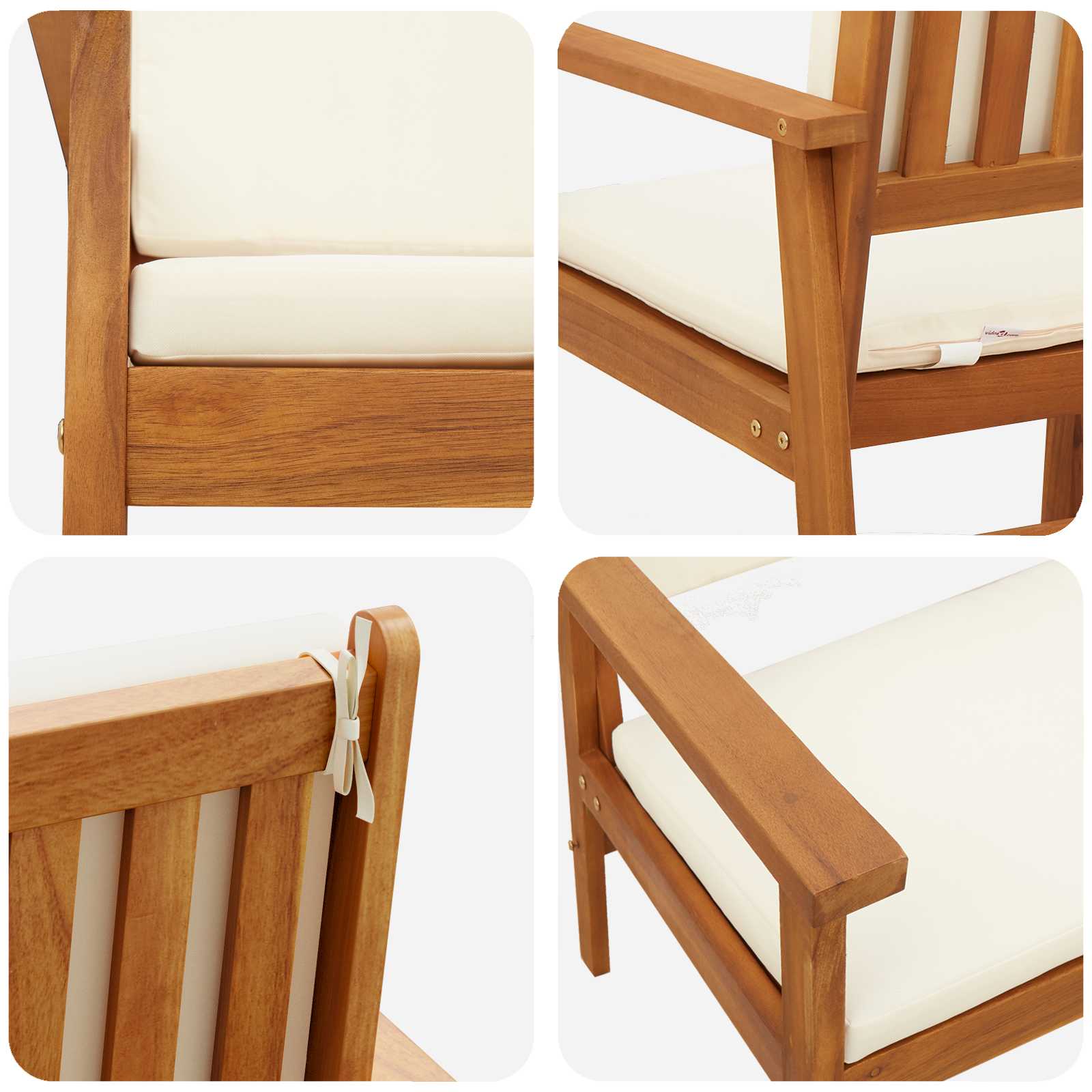 Garden Chair 2 pcs Cream White Solid Acacia Wood