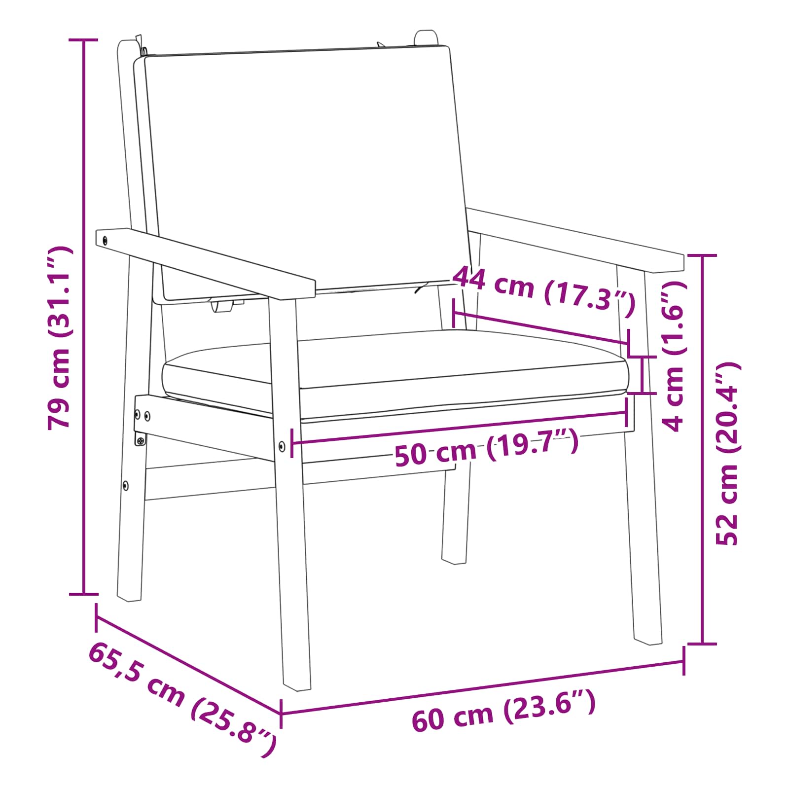 Garden Chair 2 pcs Cream White Solid Acacia Wood